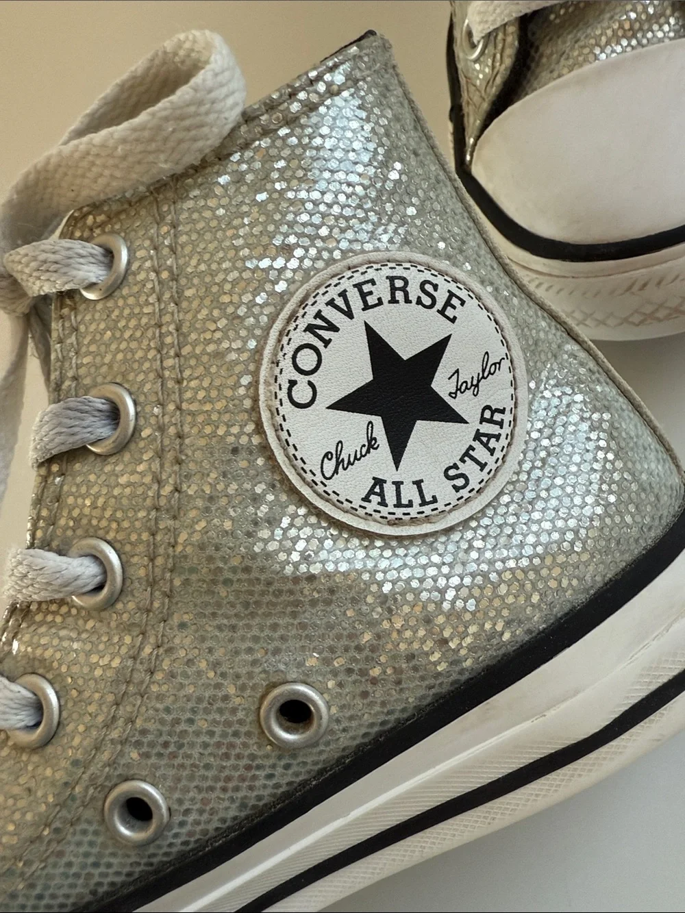 Converse Kids Silver Glitter High-Top Sneakers